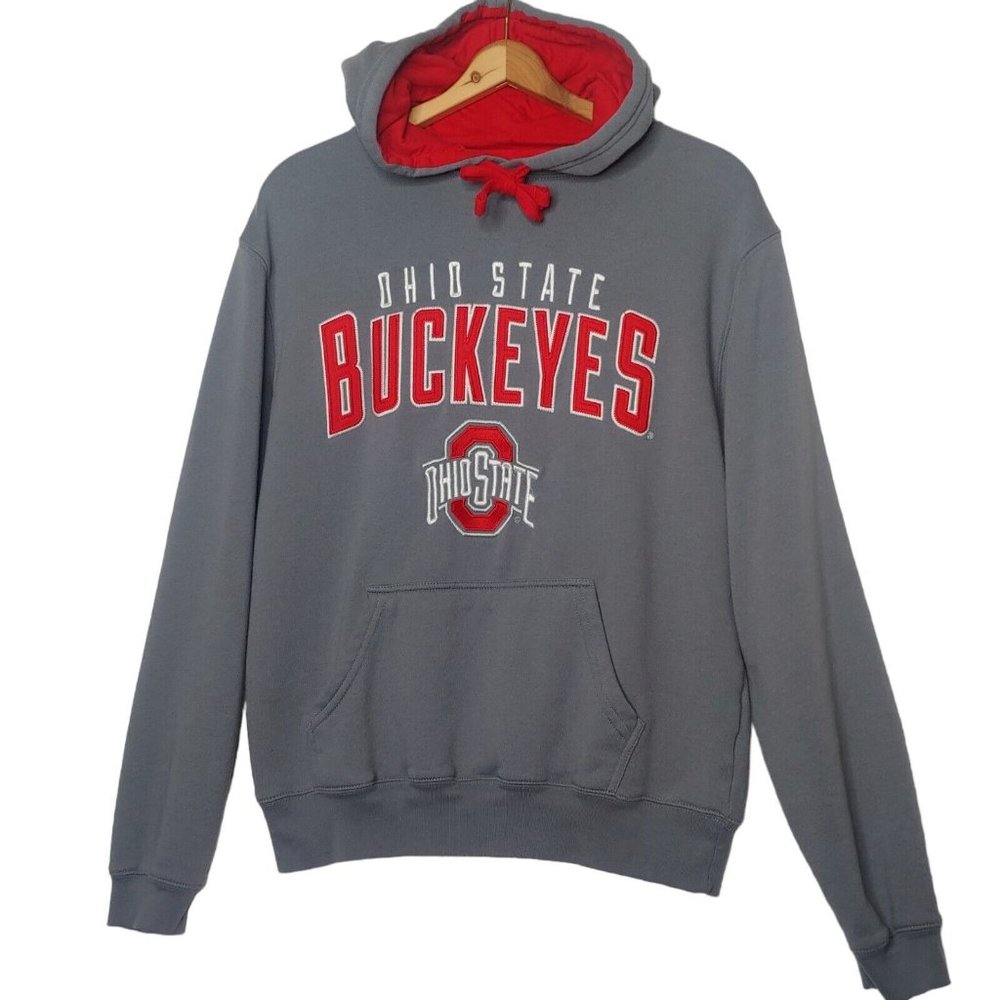 Ohio State Buckeyes Sweatshirt Hooded Pullover Scarlet & Gray Embroidered Hoodie